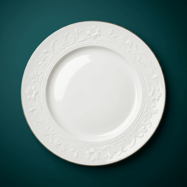 Fine porcelain plate with embossed relief